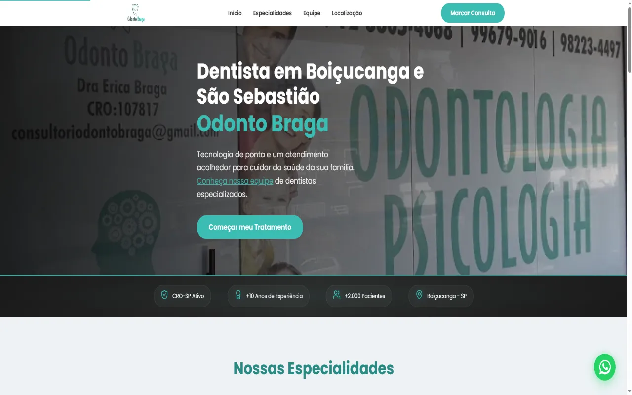 Preview do site Odonto Braga