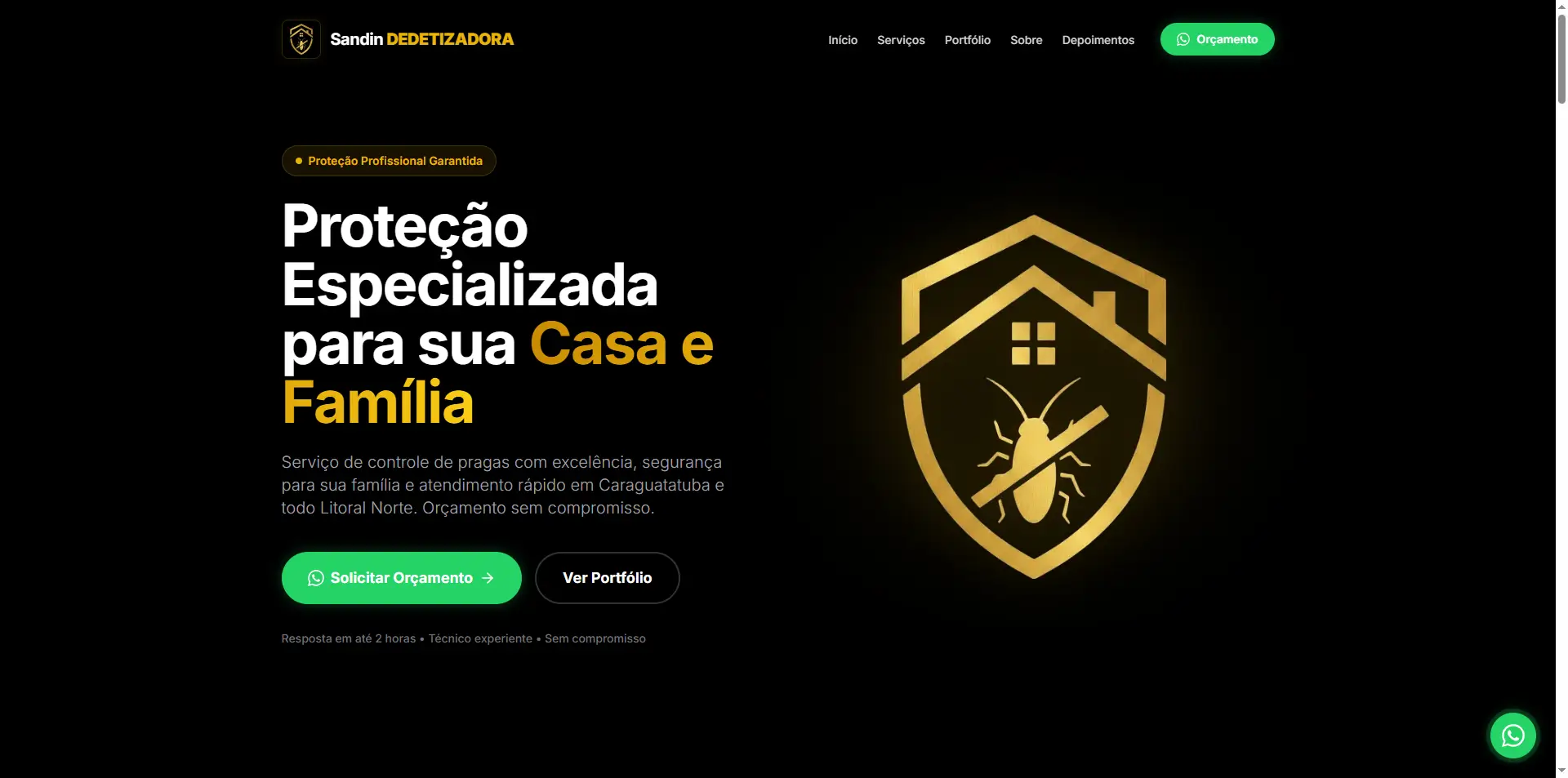 Preview do site Sandin Dedetizadora