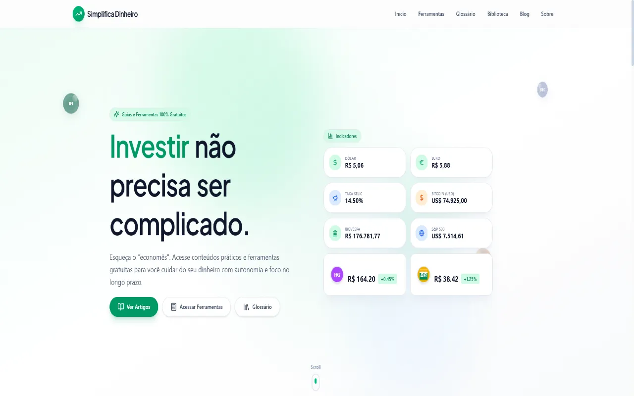 Preview do site Simplifica Dinheiro